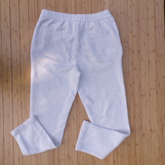 Zara Women's Size M White Elastic Waist Drawstring Comfort Lounge Trouser Pants - Picture 4 of 7